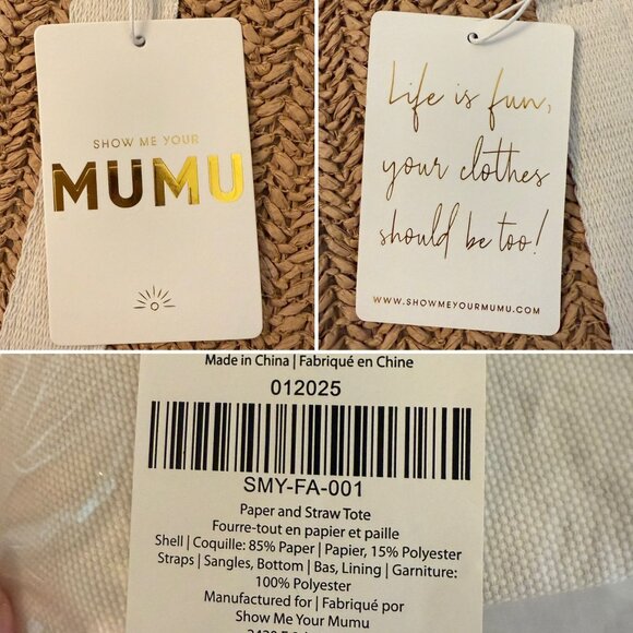 Show Me Your Mumu Sunseeker Large Straw Tote Bag NWT FabFitFun Collab Beach Bag - Picture 6 of 11